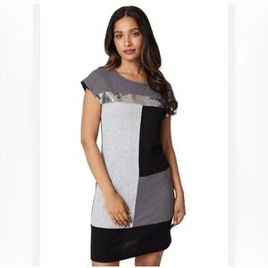 BeBop Black & Gray Color Block Shift Dress | Gently Loved | Size Large